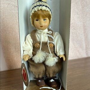 Delton Product Adorable Doll with Knit Hat and Overalls
